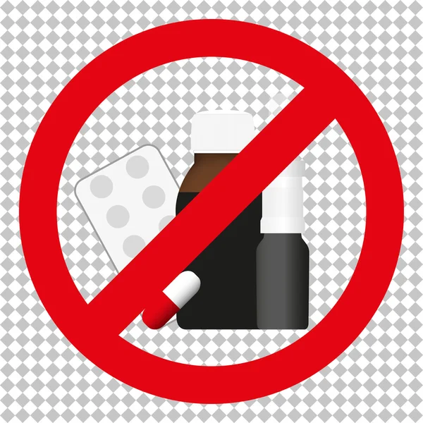 禁止各类药物的迹象。片剂、 喷雾剂、 糖浆. — 图库矢量图片