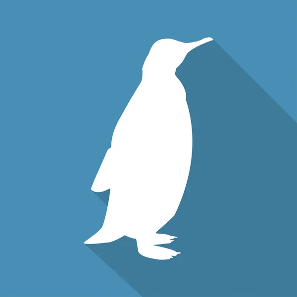 Icono pingüino sobre un fondo azul en un diseño plano. Ilustración vectorial — Archivo Imágenes Vectoriales