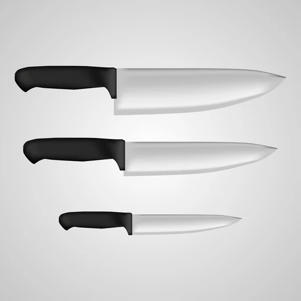 Set kitchen knives on a white background. Vector illustration — Stock Vector