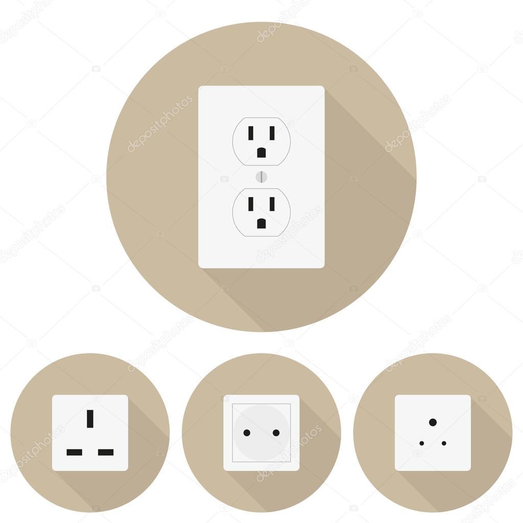 Four different types of sockets in a flat design