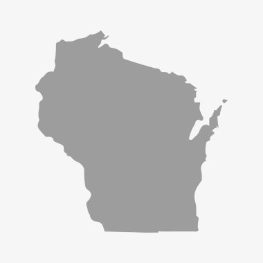 Harita Wisconsin Eyaleti'nde beyaz bir arka planda gri