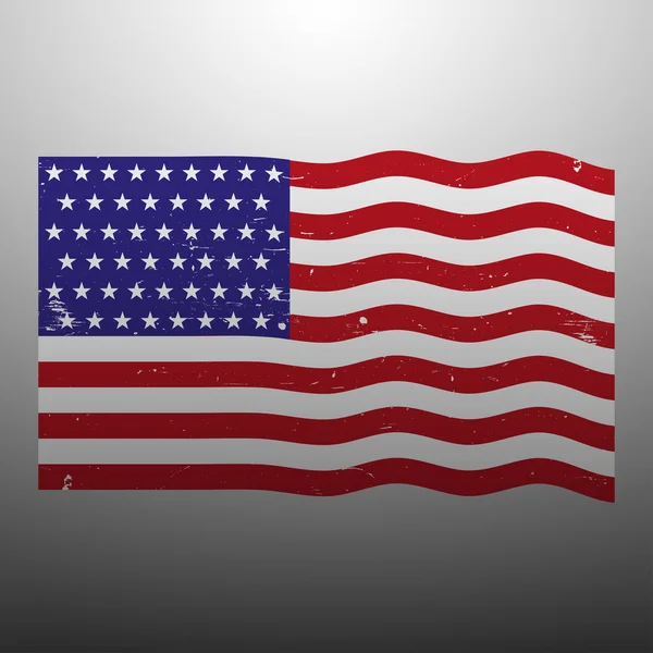 USA flagga med grunge på en grå bakgrund — Stock vektor