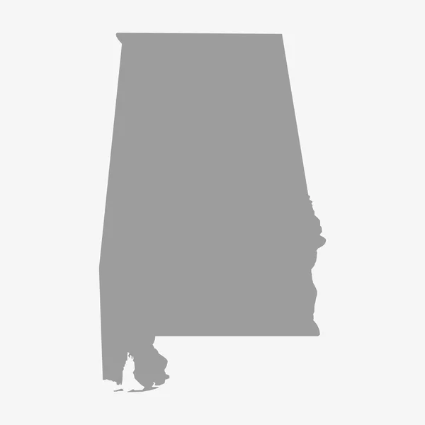 Mapa del estado de Alabama en gris sobre un fondo blanco — Vector de stock