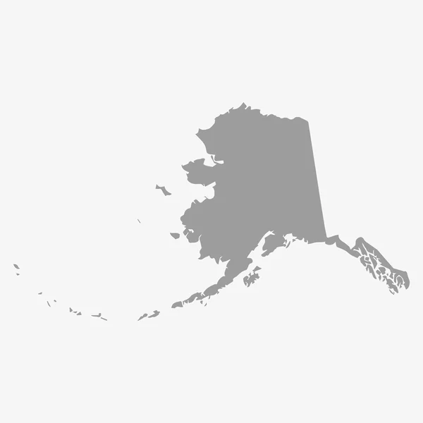 Mapa del estado de Alaska en gris sobre un fondo blanco — Vector de stock