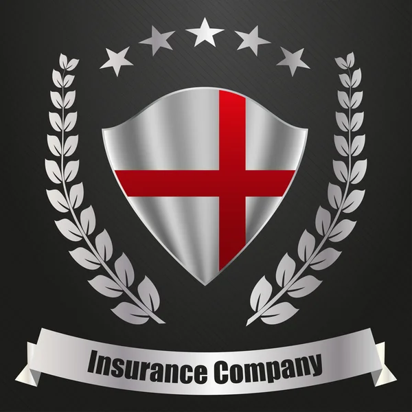 Logotipo de la compañía de seguros con escudo, corona de laurel y estrellas — Archivo Imágenes Vectoriales