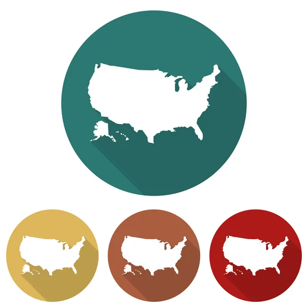 Ensemble d'icônes USA carte dans un design plat — Image vectorielle