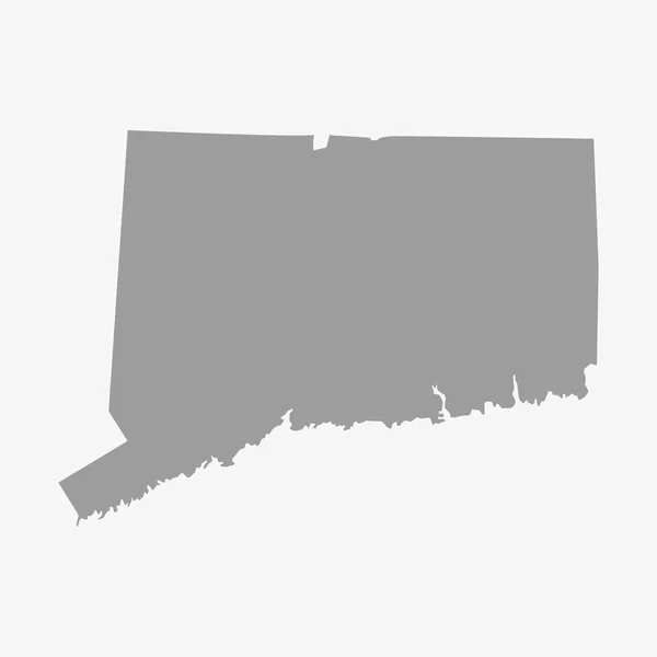 Karta delstaten Connecticut i grå på vit bakgrund — Stock vektor