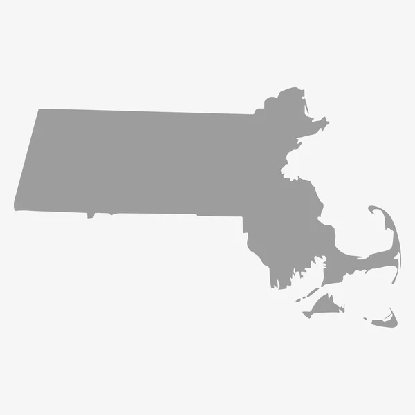 Mappa det statligt av Massachusetts i grå på vit bakgrund — Stock vektor