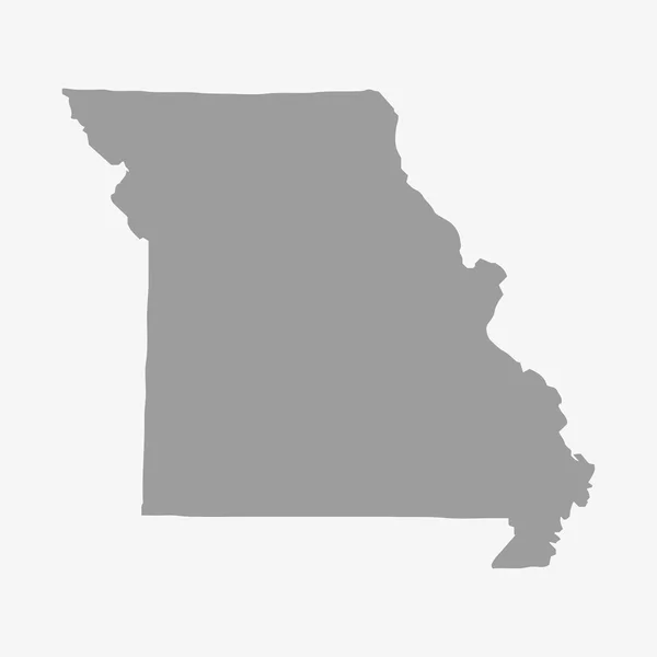 Mapa del estado de Missouri en gris sobre un fondo blanco — Vector de stock