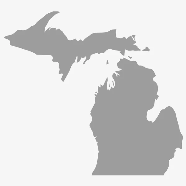 Mapa del estado de Michigan en gris sobre un fondo blanco — Vector de stock