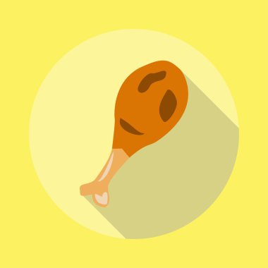 Sarı bir arka plan üzerinde bir gölge ile düz bir tasarımda tavuk budu