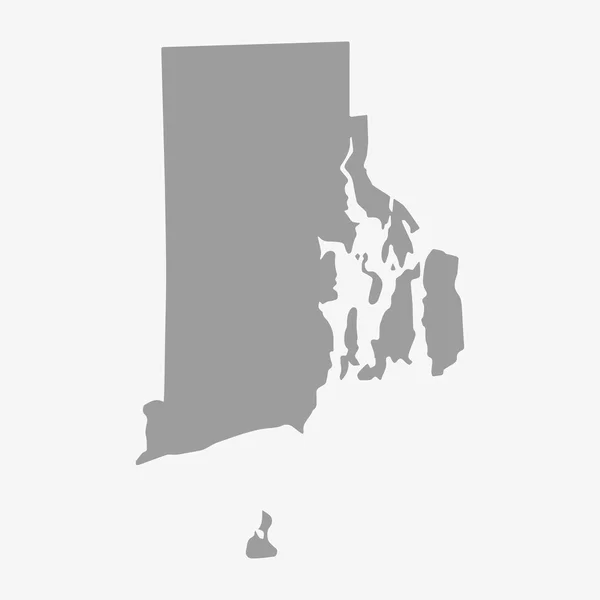 Carte géographique État du Rhode Island en gris sur fond blanc — Image vectorielle