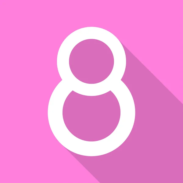 March 8 Women's Day. The number 8 with a long shadow in the flat design — Stock Vector