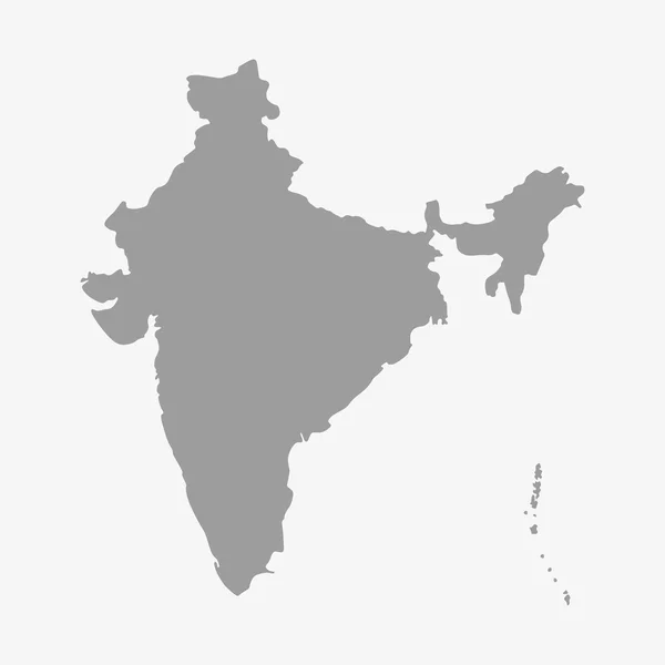 Mappa dell'India in grigio su sfondo bianco — Vettoriale Stock