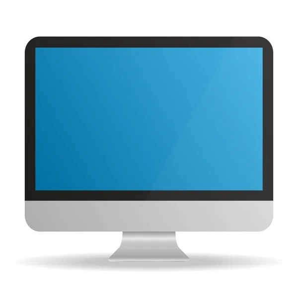 Monitor de ordenador con pantalla azul sobre fondo blanco — Archivo Imágenes Vectoriales