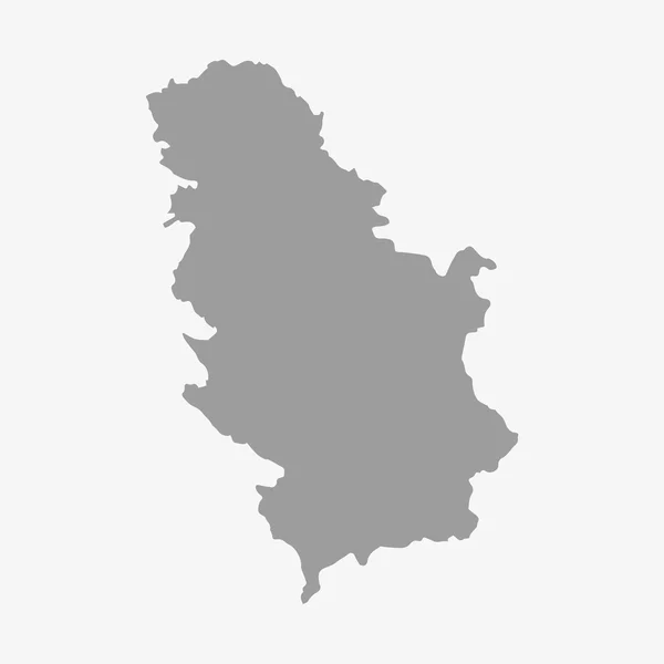Srbsko mapa v šedé barvě na bílém pozadí — Stockový vektor