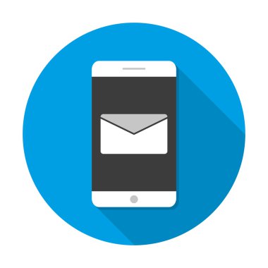 Beyaz Smartphone ile zarf simgesi ile uzun gölge