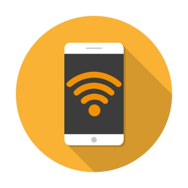 Beyaz Smartphone ile Wifi simgesi olan uzun gölge