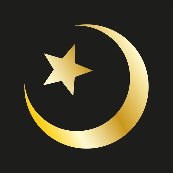 Estrela e crescente em ouro. Símbolo islâmico — Vetor de Stock