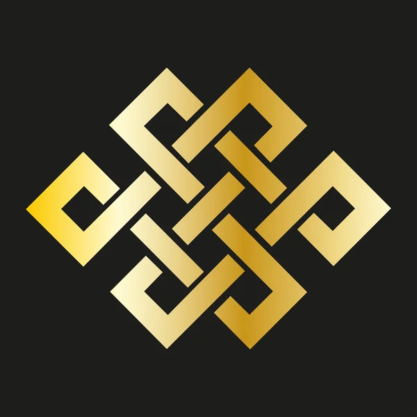 Icono nudo sin fin en oro. Símbolo budista — Vector de stock