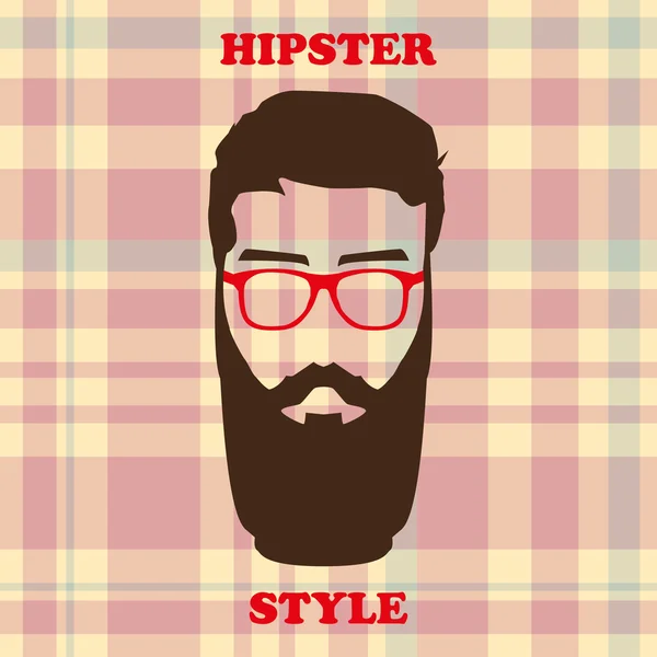 Estilo Hipster. Penteado com barba e óculos — Vetor de Stock