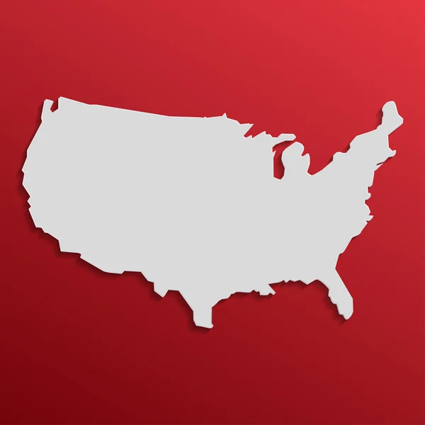 Carte US en gris avec ombres et dégradés sur fond rouge — Image vectorielle