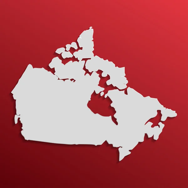 Карта Канады в сером цвете с тенями и градиентами на красном фоне — стоковый вектор