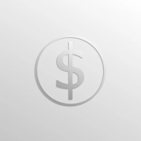 Icona del dollaro americano con pendio e ombre — Vettoriale Stock