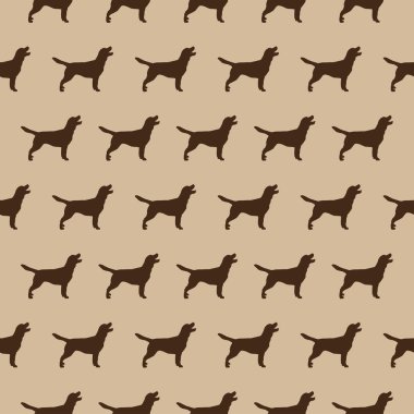 Bej renkli arka plan üzerinde köpek siluet ile Seamless Modeli