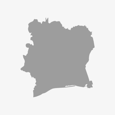 Gri beyaz bir arka plan üzerine Fildişi Sahili Haritası