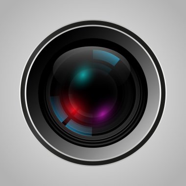 Gerçekçi kamera lensi. Vektör illüstrasyonu