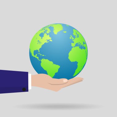 Dünya bir el ile bir gölge. Vektör çizim