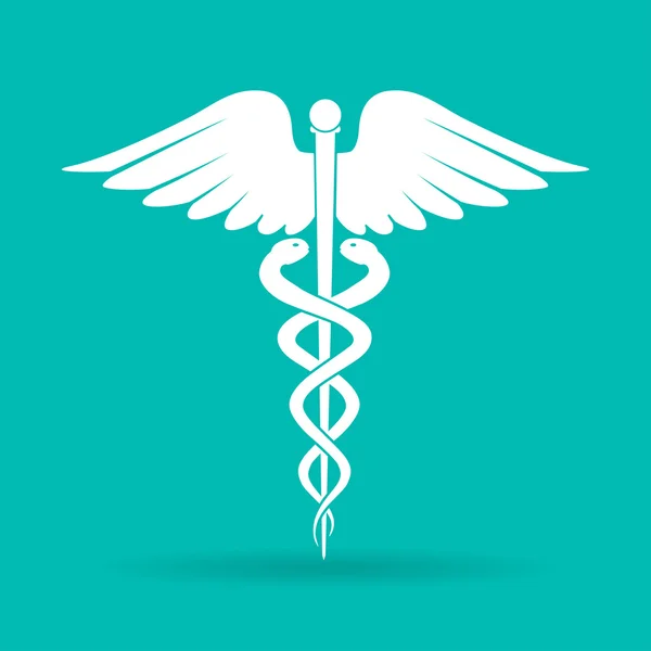 Caduceus medische symbool (embleem voor drogisterij of Geneeskunde, medische teken, symbool van farmacie, farmacie slang symbool) — Stockvector