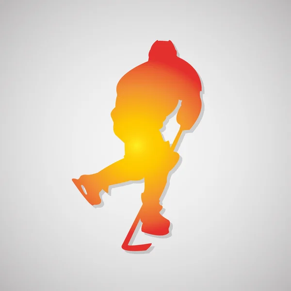 Hokejový hráč silueta se stínem — Stockový vektor