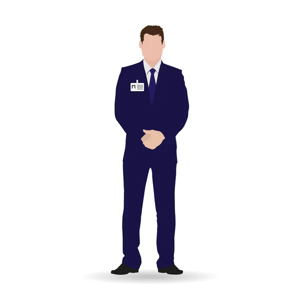Uomo d'affari isolato illustrazione vettoriale. Avvocato, manager, ragioniere, broker, imprenditore in abito blu scuro — Vettoriale Stock