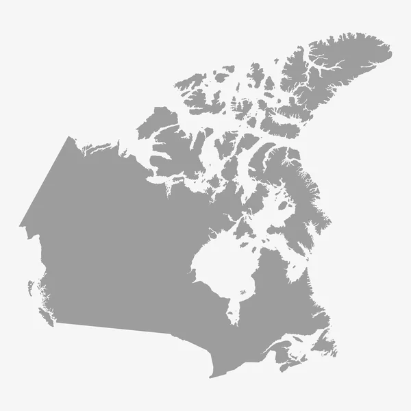 Подробная карта Канады в сером на белом фоне — стоковый вектор