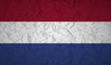 Hollanda bayrağı buruşuk kağıt ve grunge etkisi ile