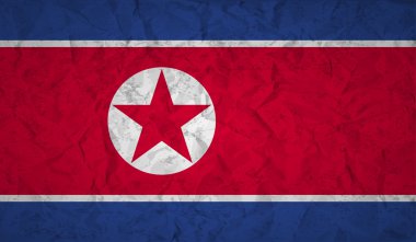 Kuzey Kore bayrağı buruşuk kağıt ve grunge etkisi ile