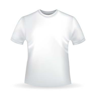 Adamın beyaz T-shirt şablonuyla gölge beyaz arka plan üzerinde izole