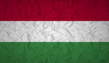 Buruşuk kağıt ve grunge etkisi ile Macaristan bayrağı