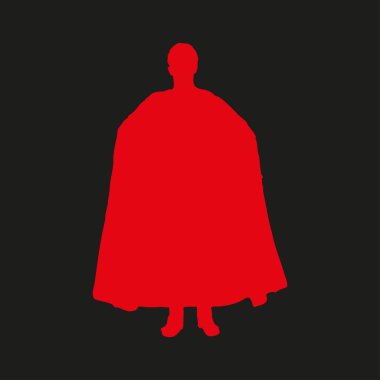 Bir süper kahraman siyah bir zemin üzerine kırmızı siluet