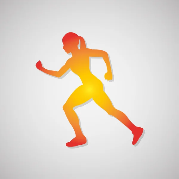 Icon running girl with shadow — Stock Vector