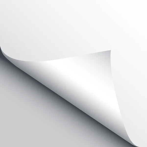 Κενό φύλλο χαρτιού με γύρισμα σελίδας και σκιά, στοιχείο του σχεδιασμού για τη διαφήμιση και διαφημιστικό μήνυμα που απομονώνονται σε λευκό φόντο. εικονογράφηση φορέας EPS 10. — Διανυσματικό Αρχείο