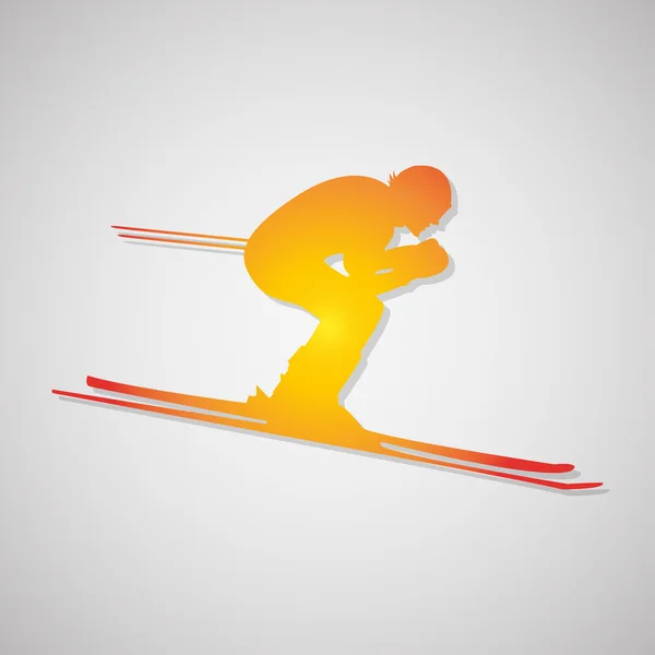 Icona dello sciatore con ombra — Vettoriale Stock