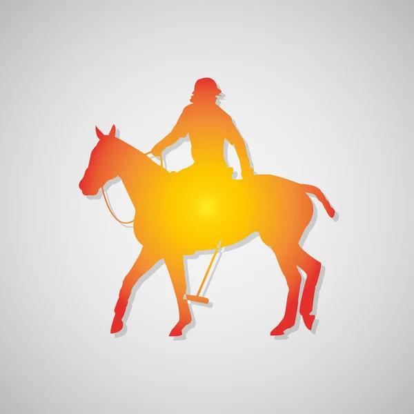 Icon polo player with shadow — Stock Vector
