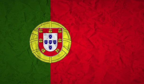 Vlag van Portugal met het effect van verfrommeld papier en grunge — Stockvector