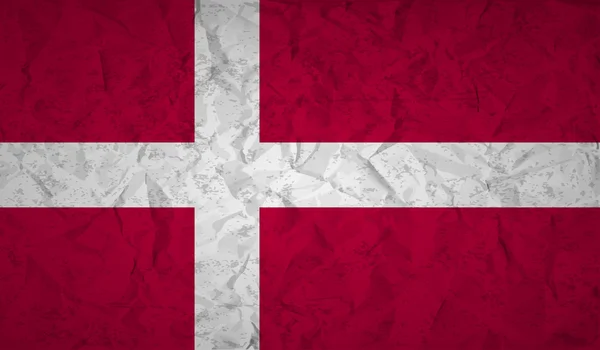 Drapeau du Danemark avec effet froissé papier et grunge — Image vectorielle