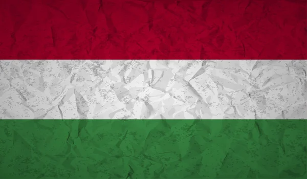 Bandera de Hungría con el efecto de papel arrugado y grunge — Vector de stock
