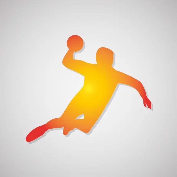 Jugador de balonmano icono con sombra — Vector de stock