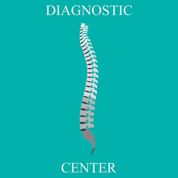 Vektoros illusztráció fekete sziluettje gerinc diagnosztikai szimbólum, a tervezés, a jel. Diagnosztikai központ — Stock Vector